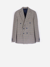 Giacca doppiopetto con fantasia check