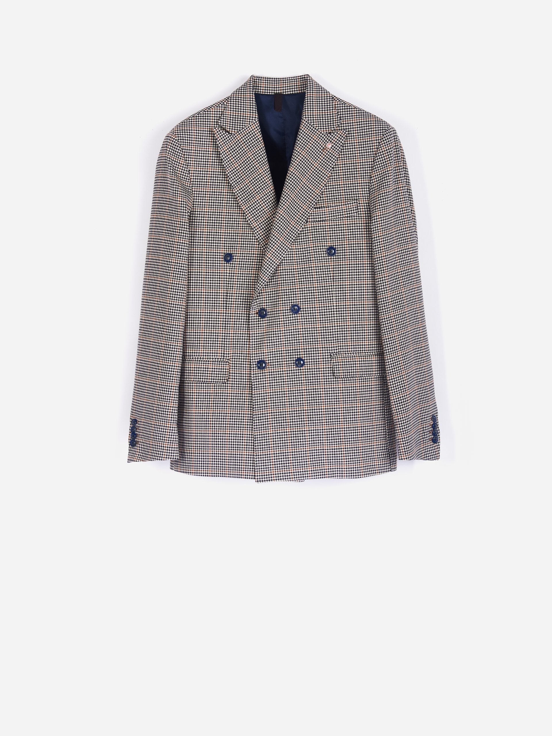 Giacca doppiopetto con fantasia check