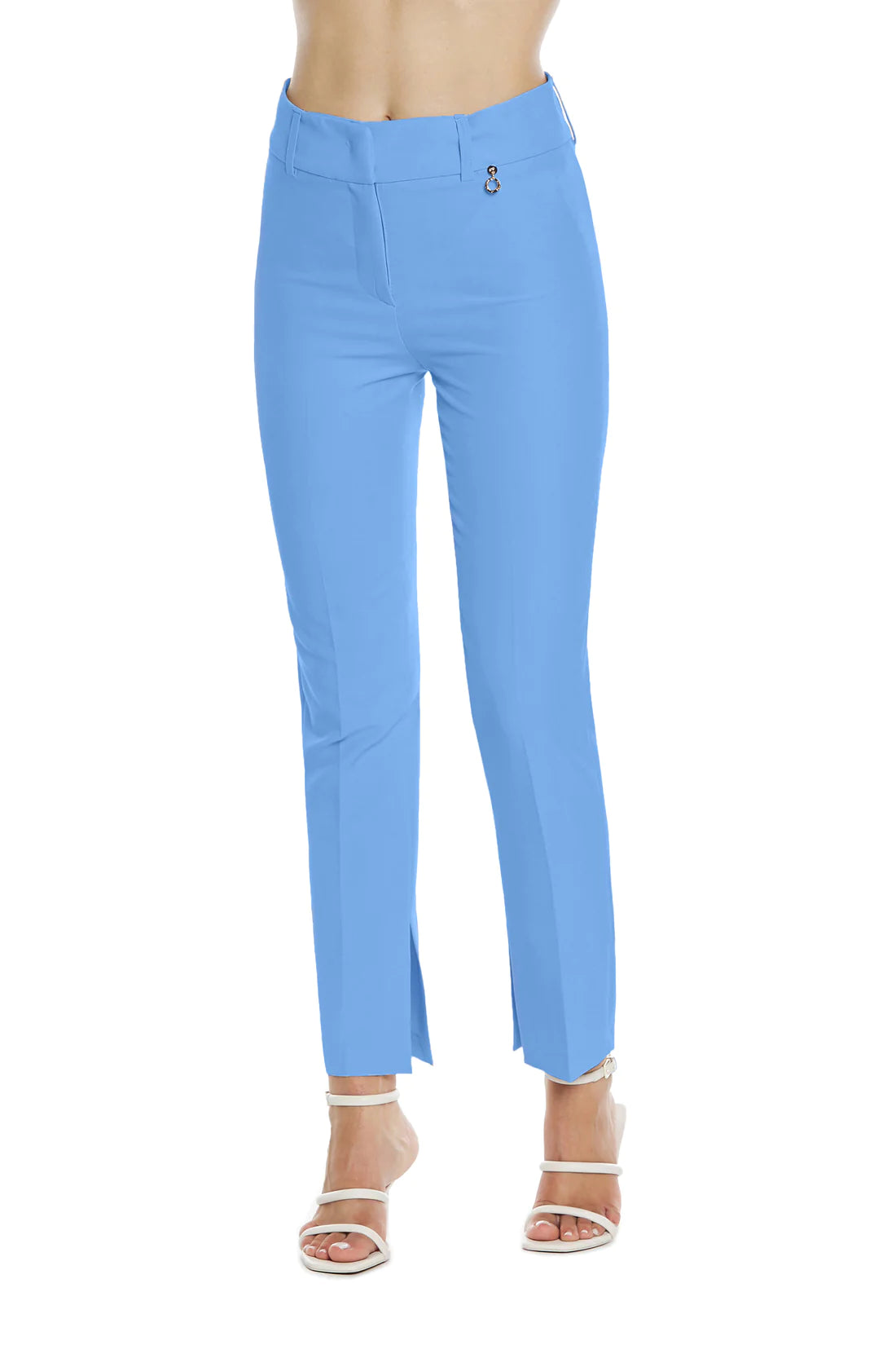Pantaloni vita alta con spacchi