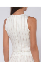Gilet da donna in lino a righe