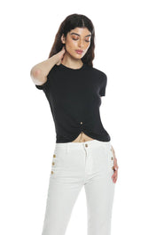 T-shirt  mezza manica con arriccio più accessorio con pendenti