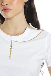 t-shirt  mezza manica con zip più collana con il pendente