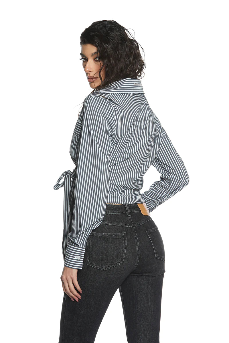 CAMICIA A RIGHE CON FIOCCO