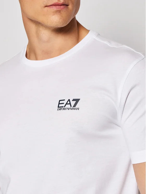 Tshirt in cotone con logo nero EA7 bianco