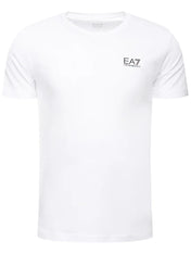 Tshirt in cotone con logo nero EA7 bianco