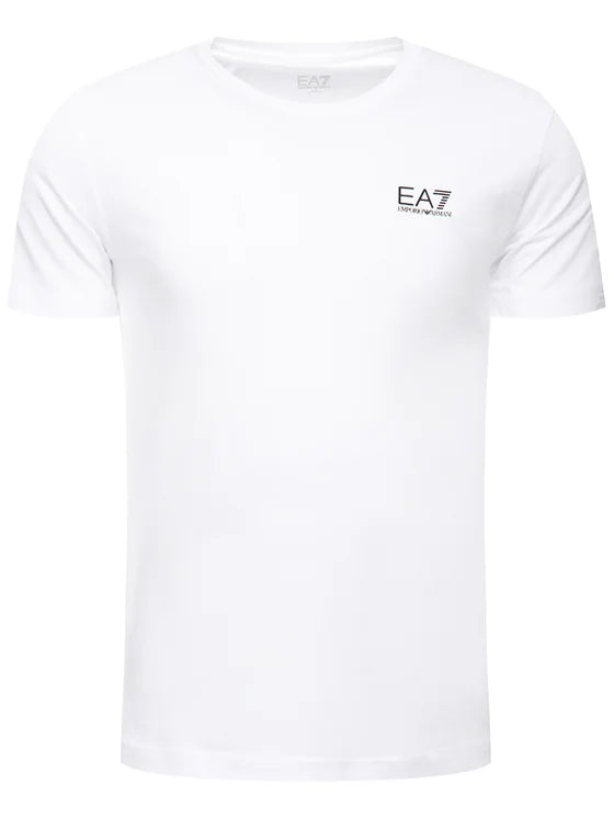 Tshirt in cotone con logo nero EA7 bianco
