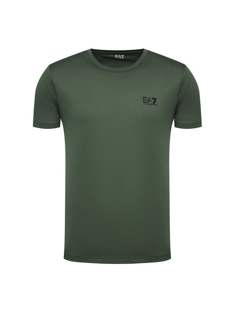 Tshirt in cotone con logo EA7 verde militare