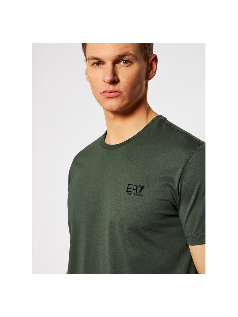 Tshirt in cotone con logo EA7 verde militare