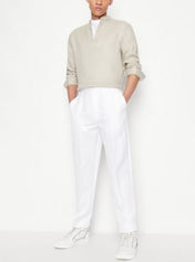 Camicia collo coreana in lino beige