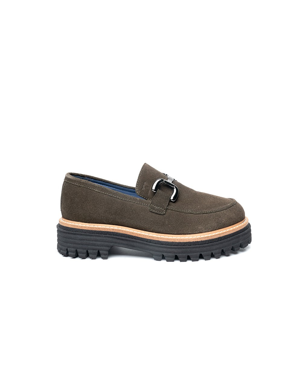 Mocassino camoscio marrone con morsetto
