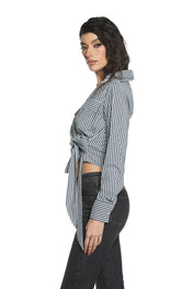 CAMICIA A RIGHE CON FIOCCO