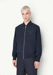 Bomber in tessuto reciclato blu navy