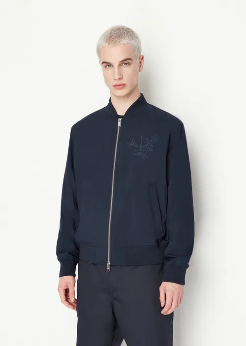 Bomber in tessuto reciclato blu navy