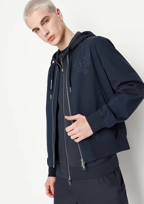 Bomber in tessuto reciclato blu navy