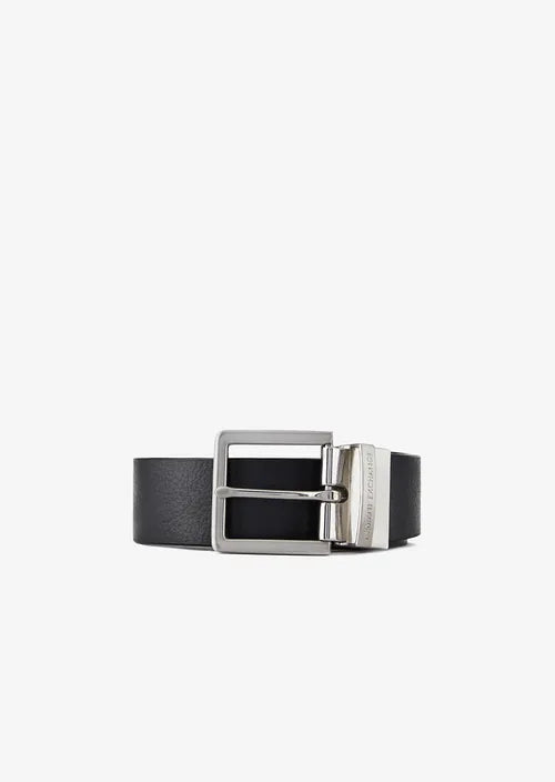 Cintura con fibbia nera/blu reversibile