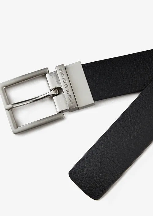 Cintura con fibbia nera/blu reversibile