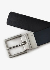 Cintura con fibbia nera/blu reversibile