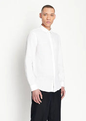 Camicia in lino collo classico bianca