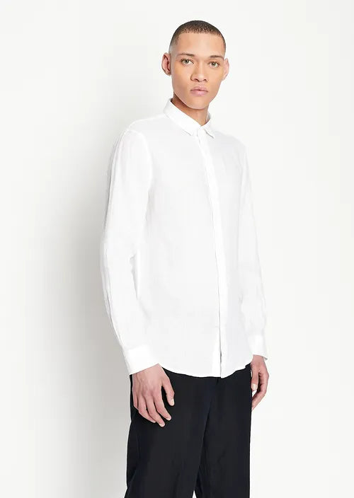 Camicia in lino collo classico bianca