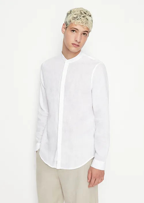 Camicia collo coreana in lino