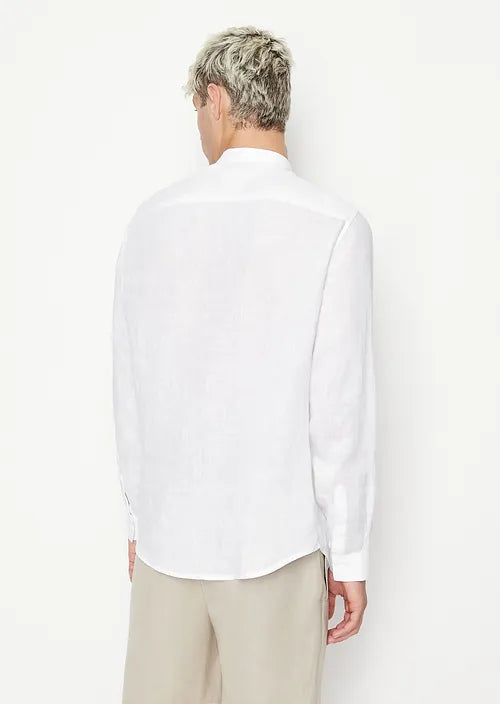 Camicia collo coreana in lino
