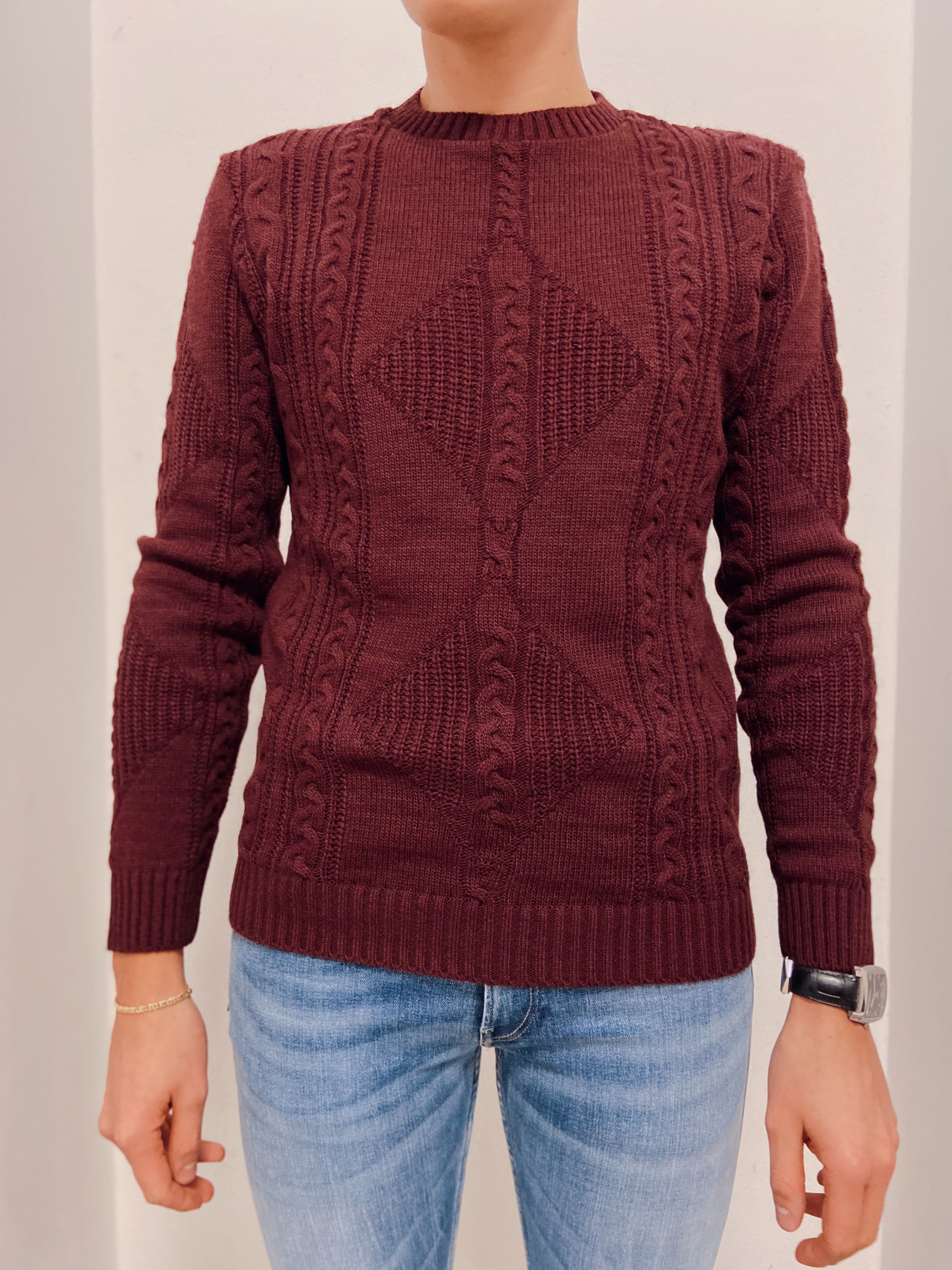 Maglia a trecce girocollo