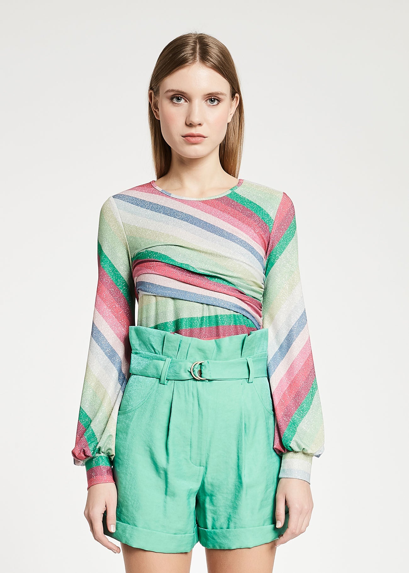 T-shirt a righe lurex