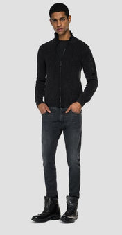 Cardigan con zip in puro cotone