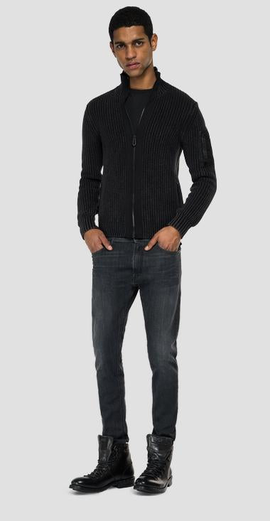 Cardigan con zip in puro cotone