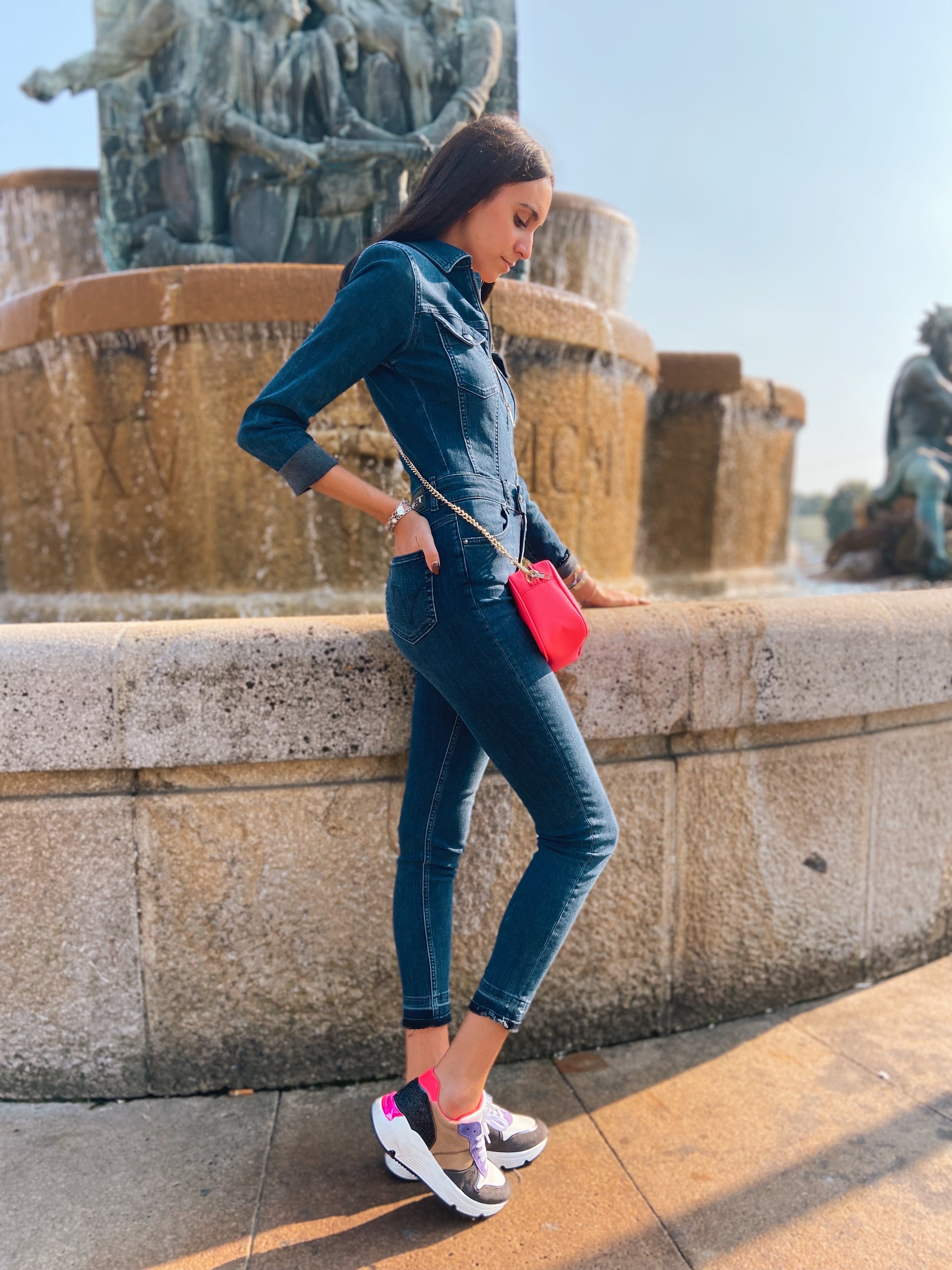 Tuta skinny in denim
