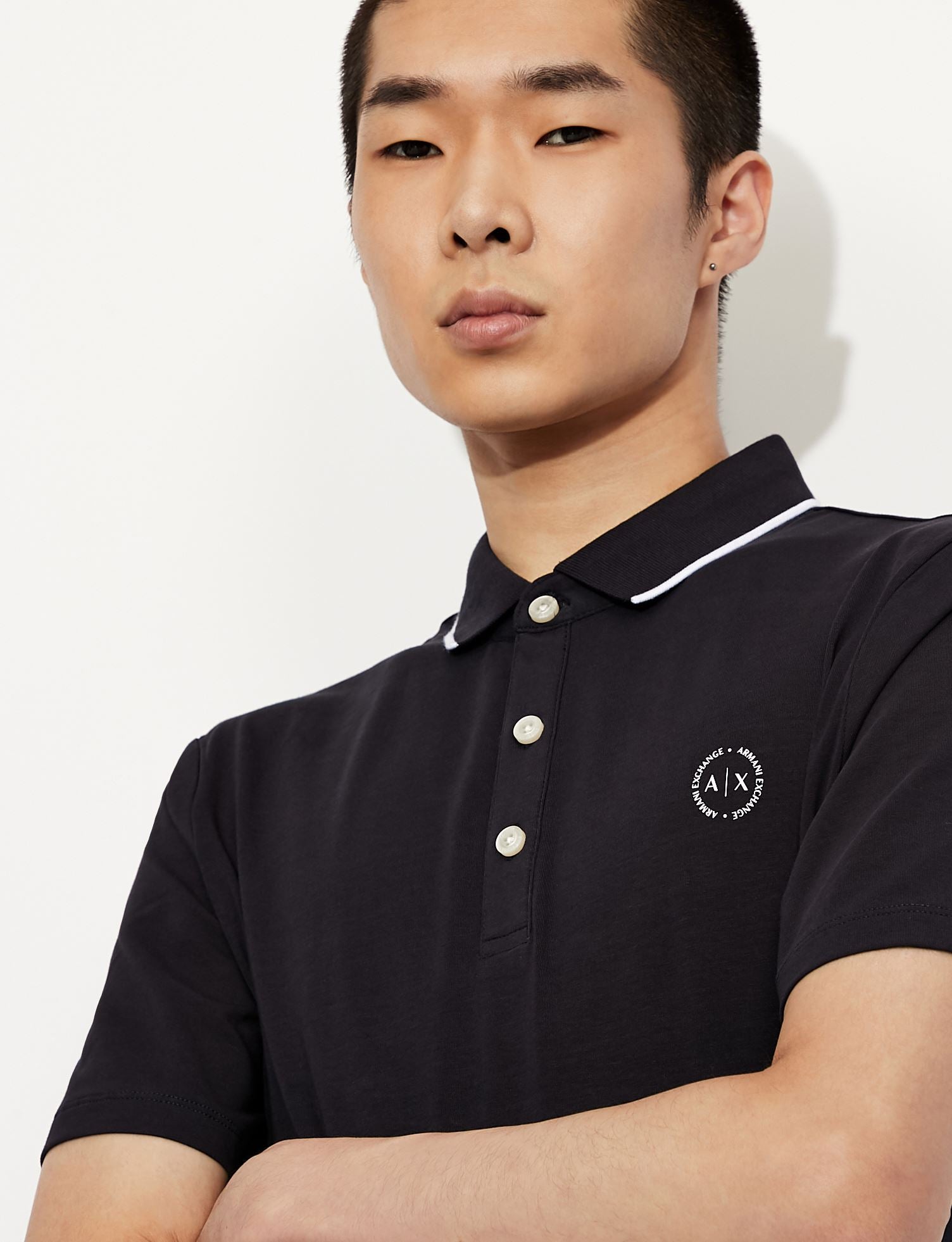 Polo con logo blu navy