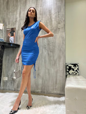 Abito bluette con drappeggio