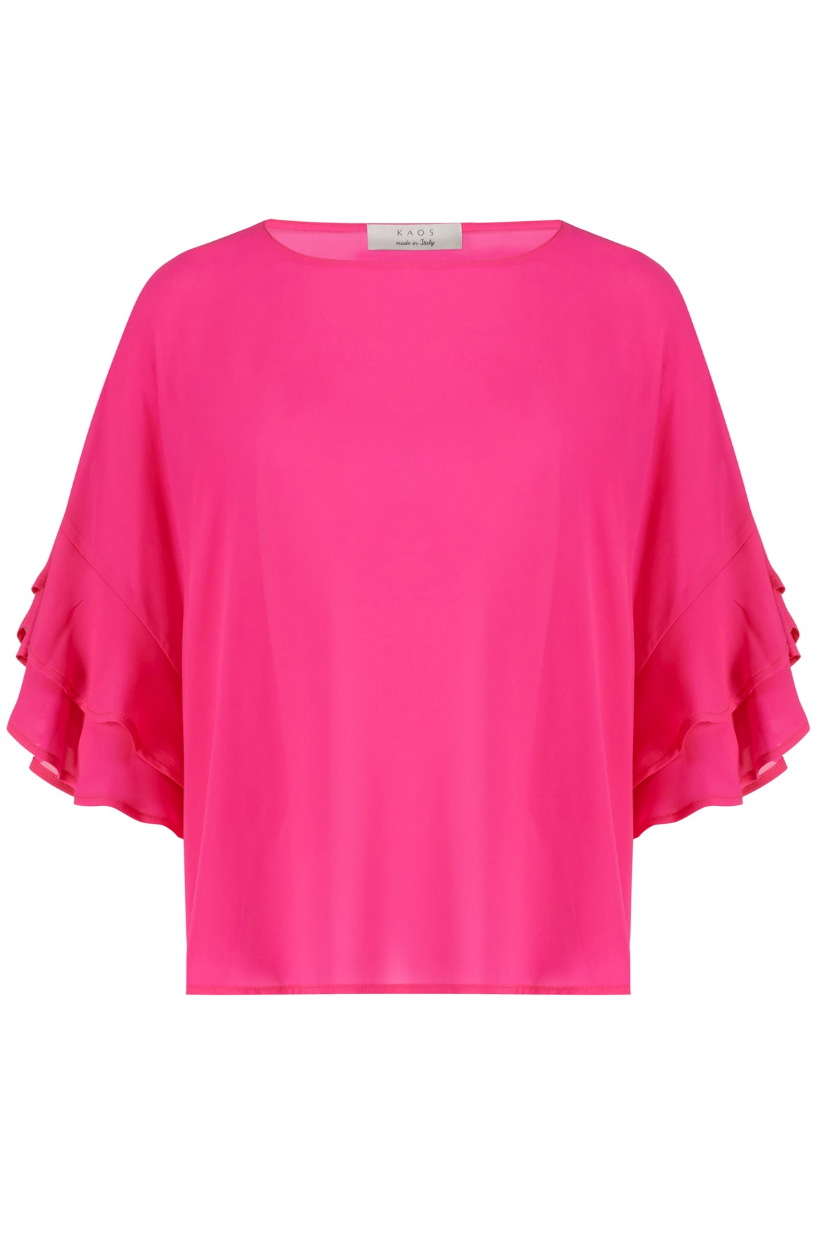 Top con maniche in plisse in georgette