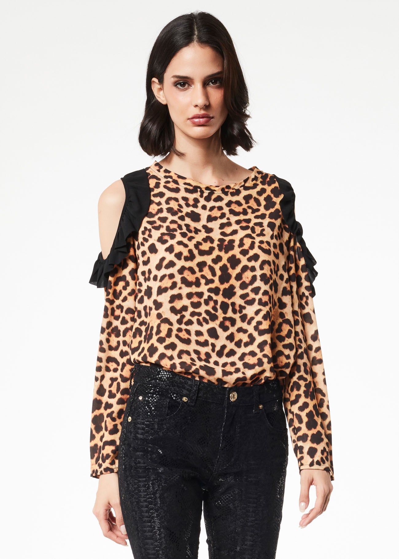 Camicia maculata con spalle cut-out