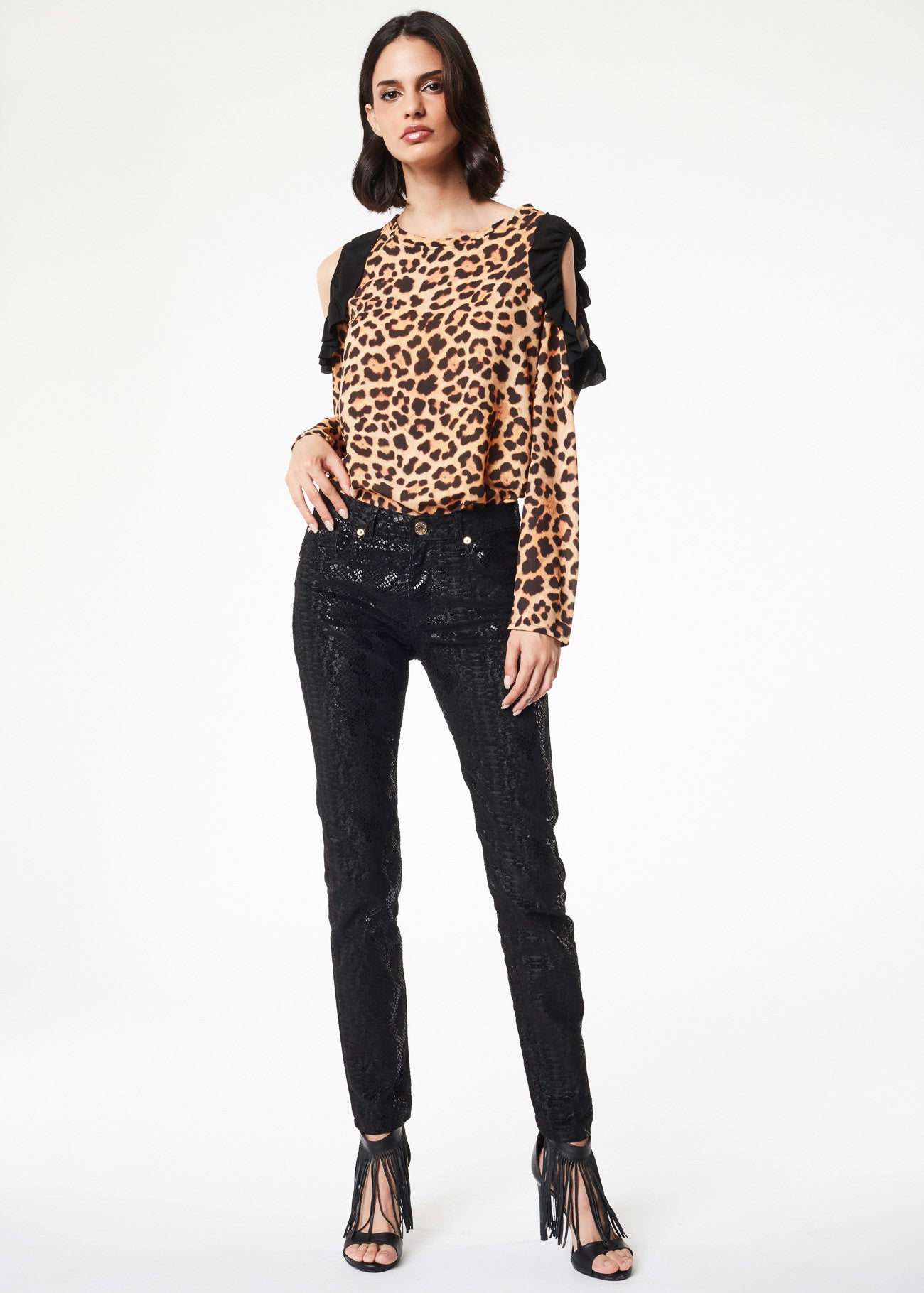 Camicia maculata con spalle cut-out