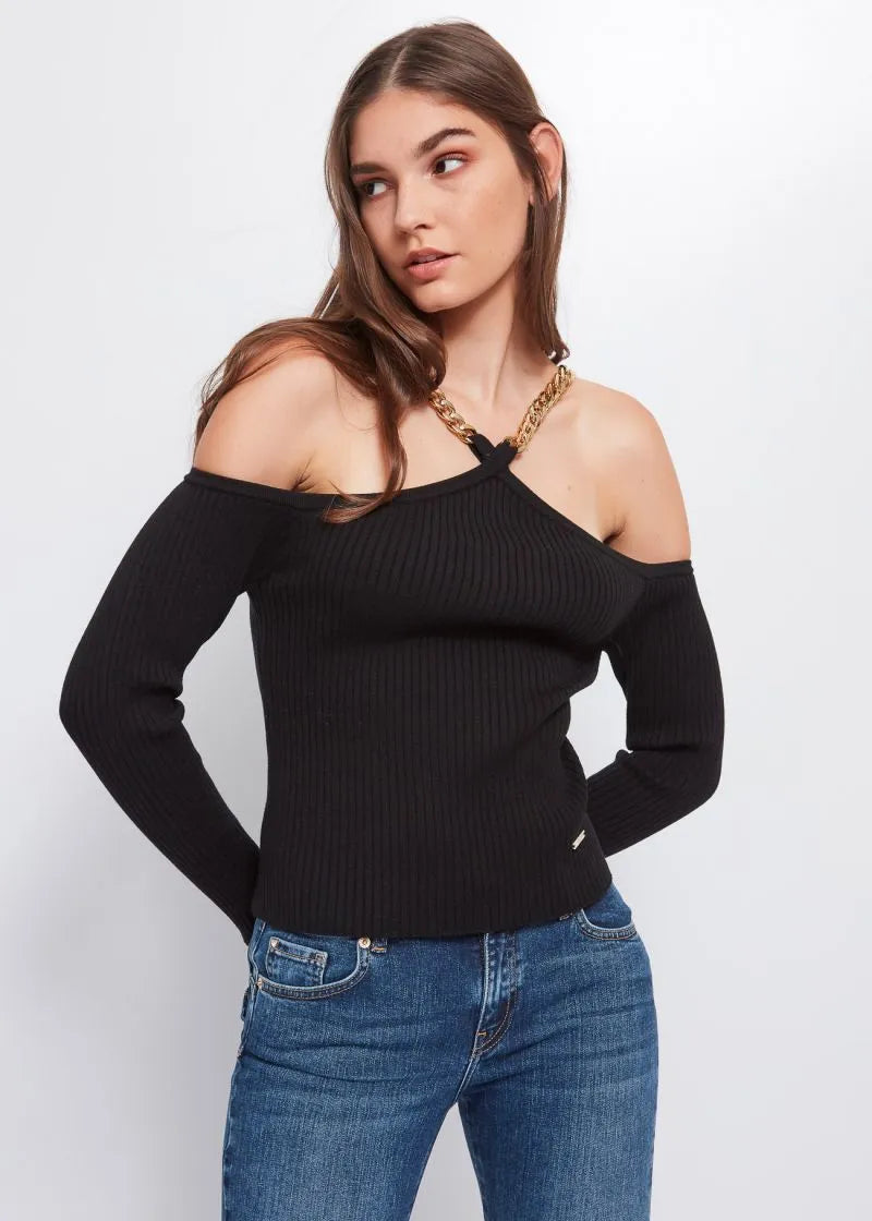 MAGLIA MISTO LANA CON COLLANA