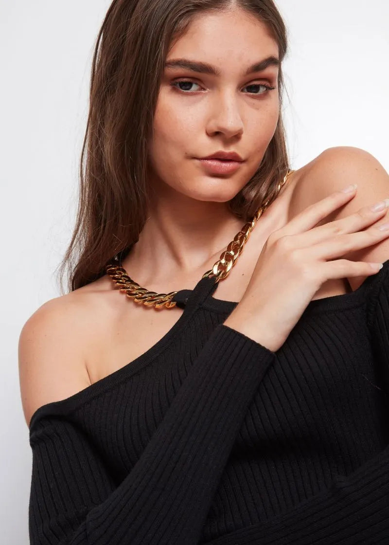MAGLIA MISTO LANA CON COLLANA