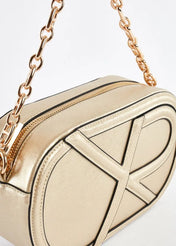 Crossbody in ecopelle oro con logo