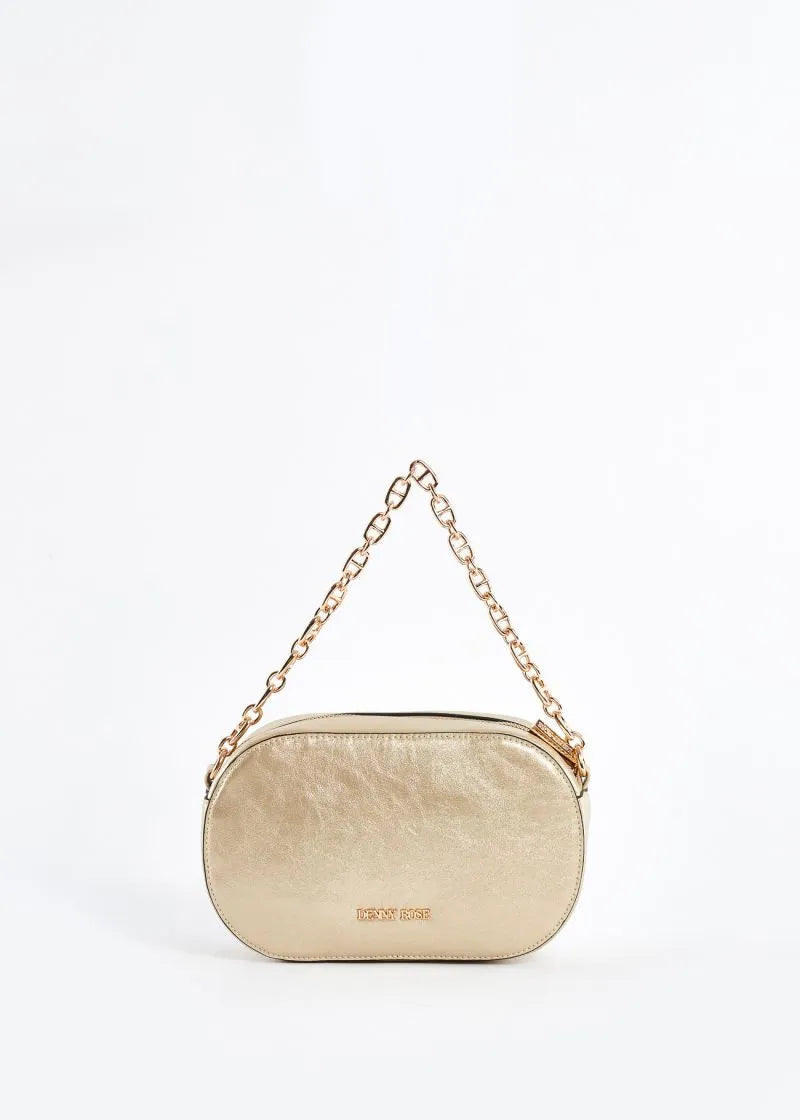 Crossbody in ecopelle oro con logo