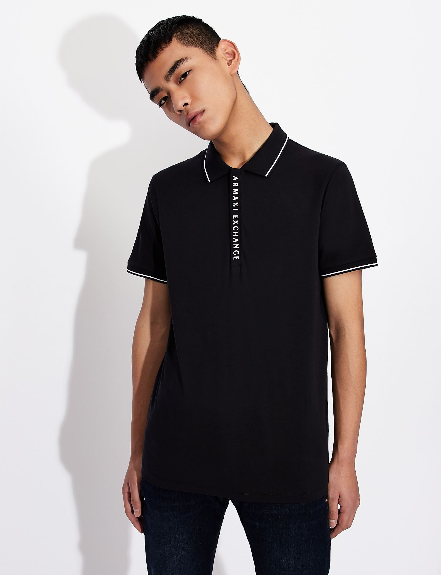 Polo in cotone stretch blu