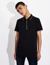 Polo in cotone stretch blu