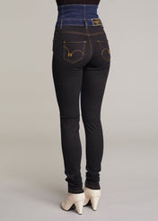 Jeans a vita alta bicolore