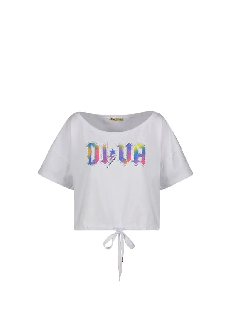 Tshirt cropped con stampa