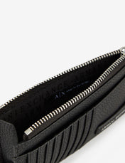 Portacarte nero con zip e logo