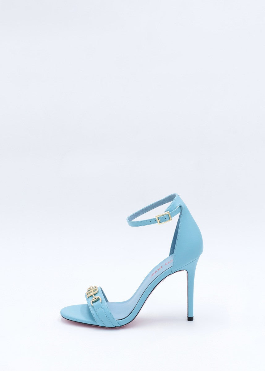 Sandalo in pelle azzurro