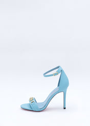 Sandalo in pelle azzurro