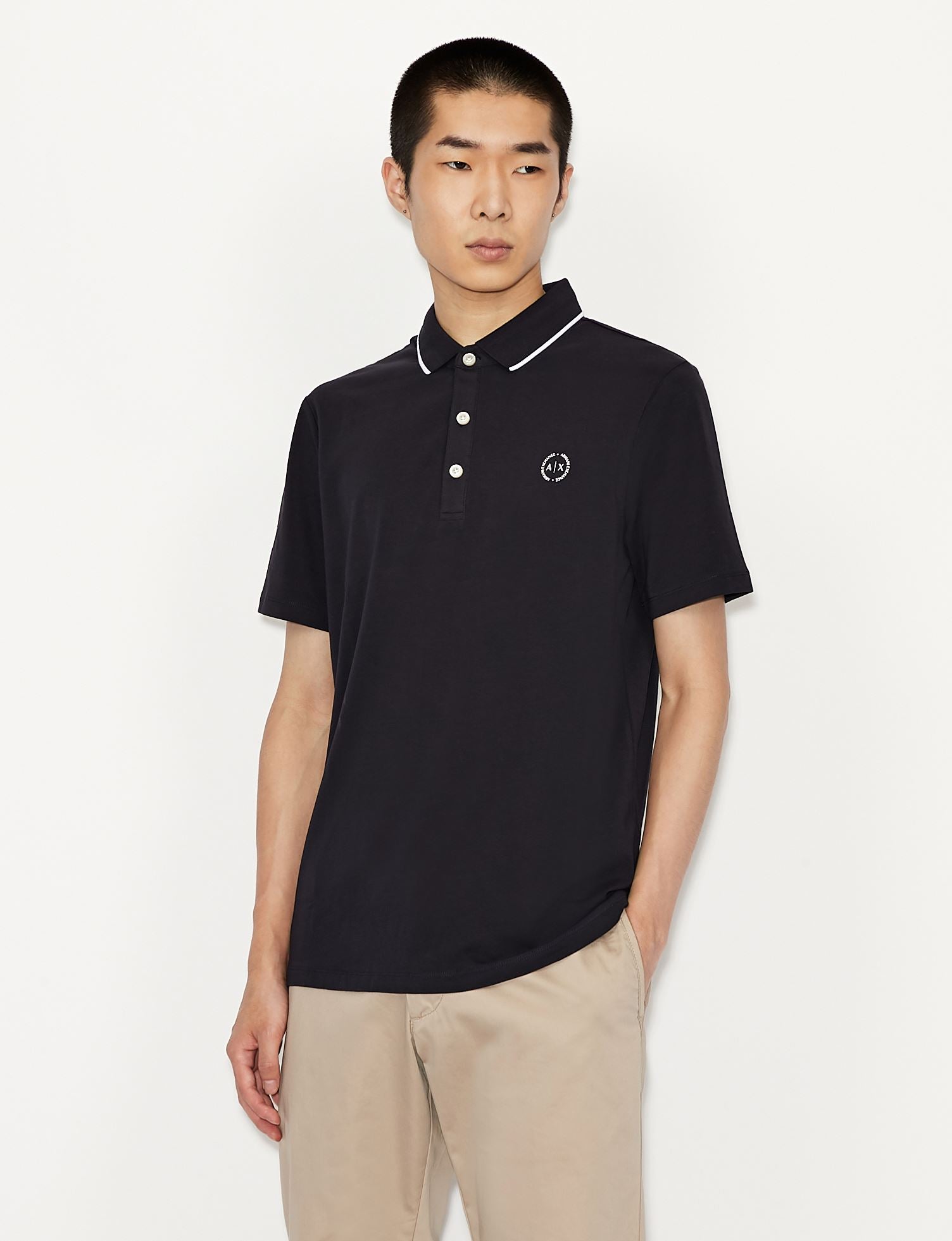 Polo con logo blu navy