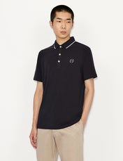 Polo con logo blu navy