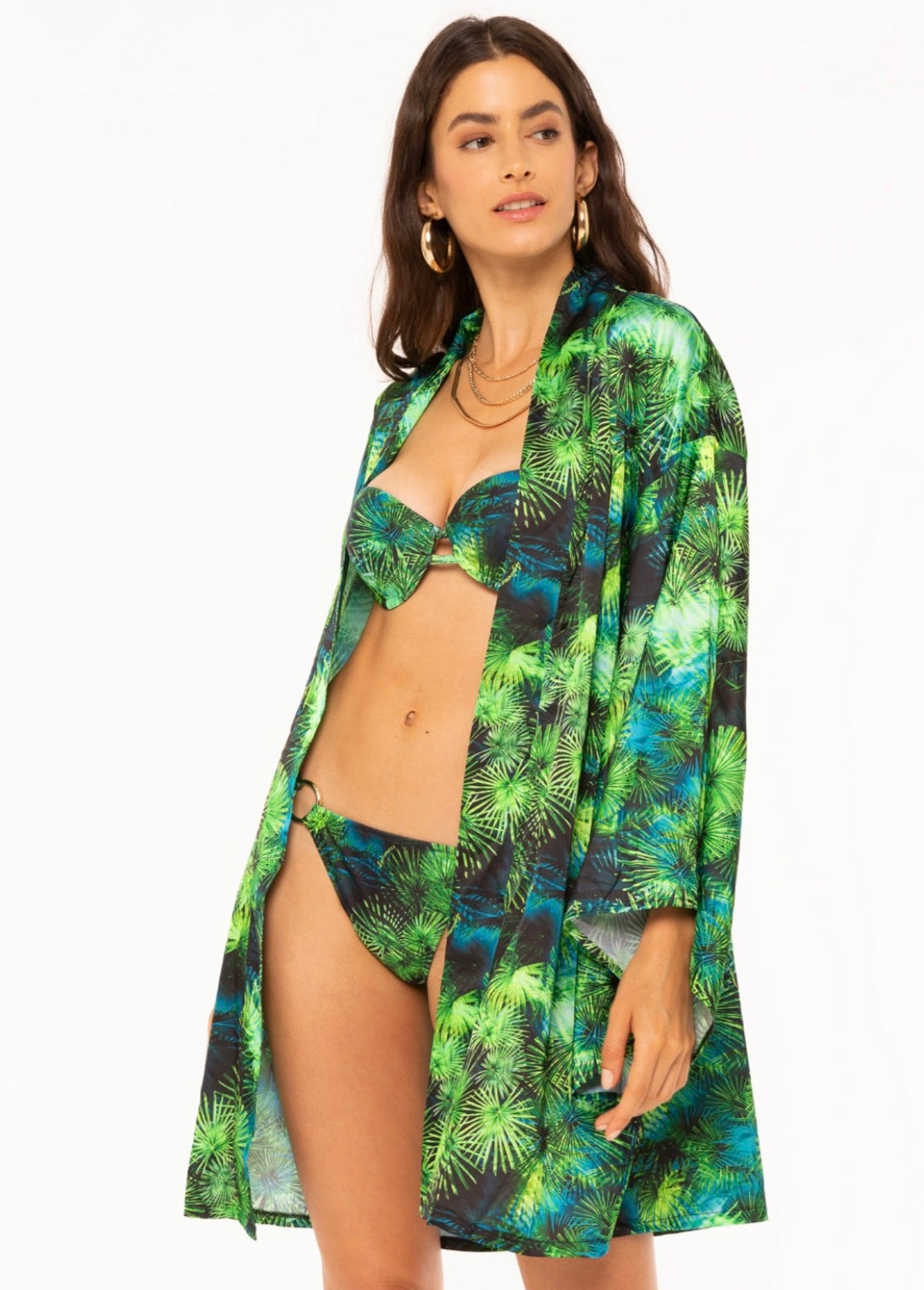 KIMONO CORTO GREEN TROPIC