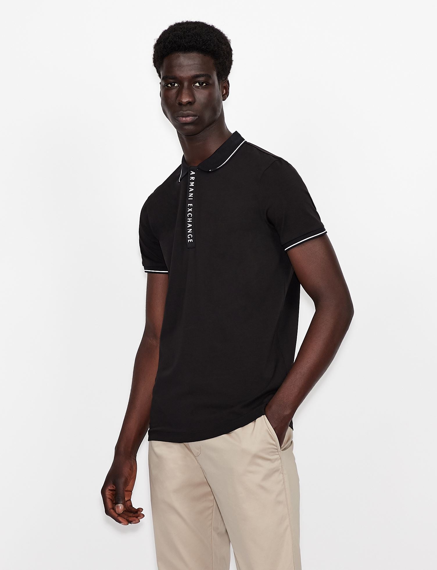 Polo in cotone stretch nera